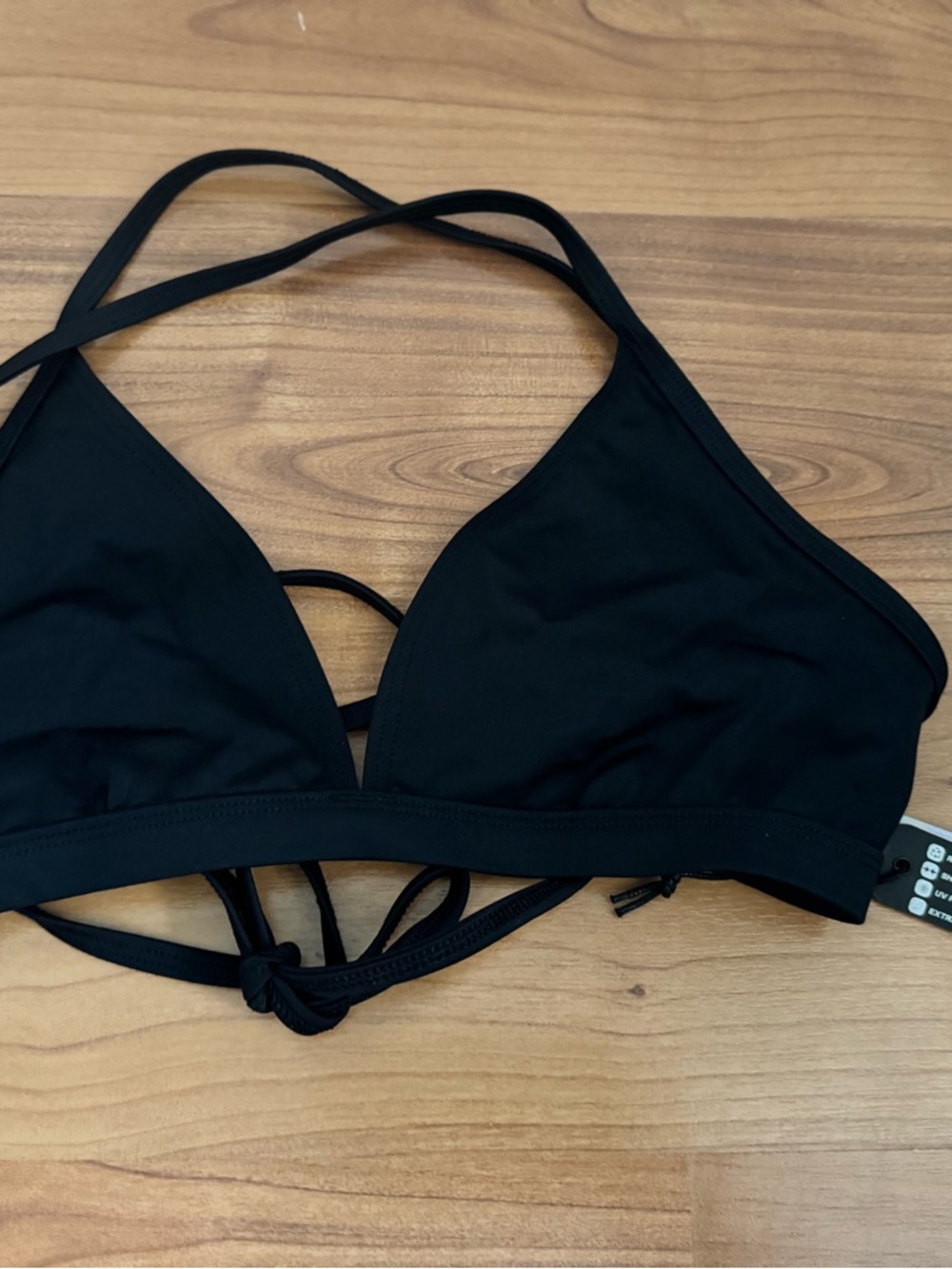 Jolyn Teresa Large Black Strappy Triangle Bikini Top NWT